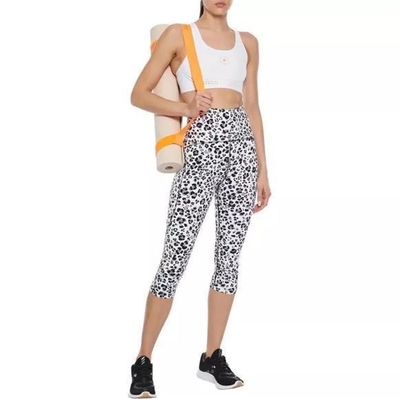 ADIDAS x Stella McCartney Cropped Leopard-Print Stretch Leggings Size: XS - Picture 1 of 16